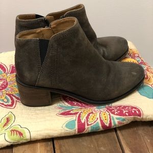 Brown leather booties